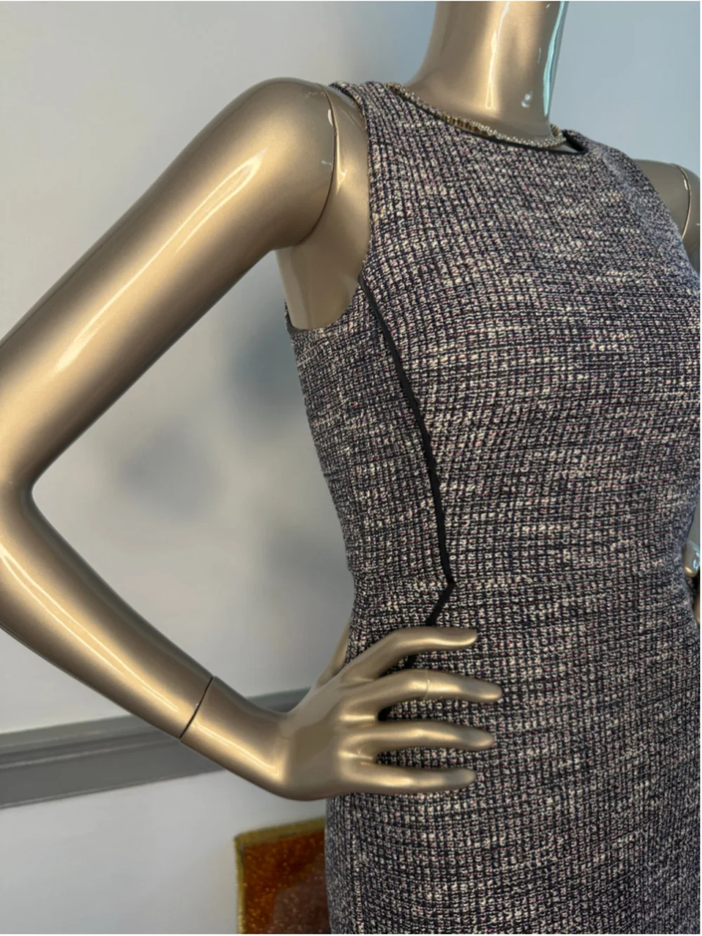J.Crew Textured Tweed Sheath Dress Navy Pink Ivory Sleeveless Size 00